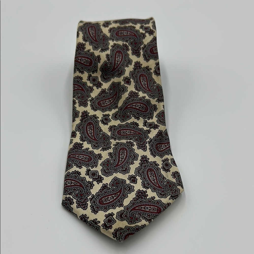 Andre Valetino paisley print silk tie Men’s beige Giraffe